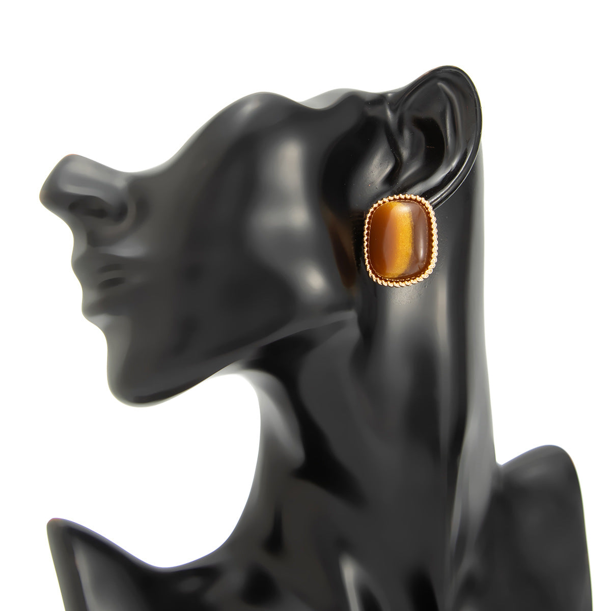 Planderful Vienna Verve Tiger's Eye Square Stud Earrings For Women Elegant Geometric Retro Jewelry