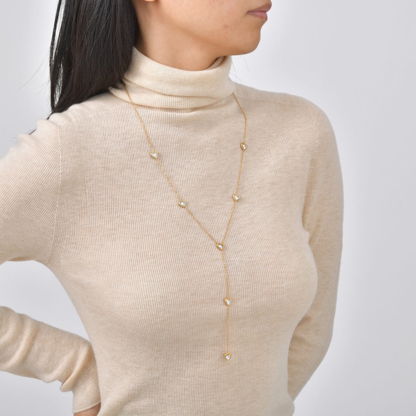 Stainless Steel Autumn & Winter & Double-Layer Imitation Pearl Round Zirconium Necklace