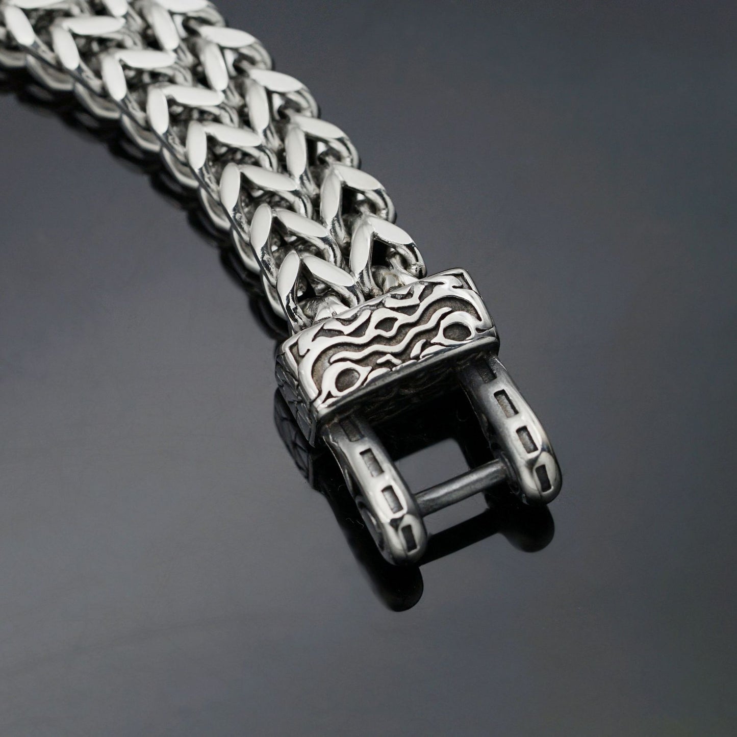 Planderful Stainless Steel Viking Bracelet For Men And Unisex Thick Chain Wolf Eagle Head Nordic Design