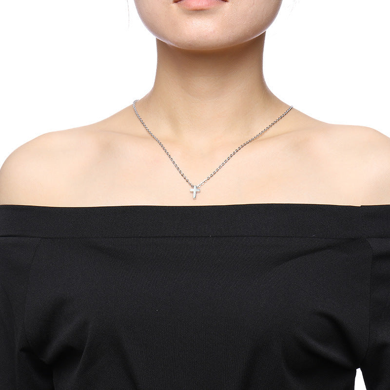 Titanium Steel Pendant for Women Simple Cross Necklace Gift