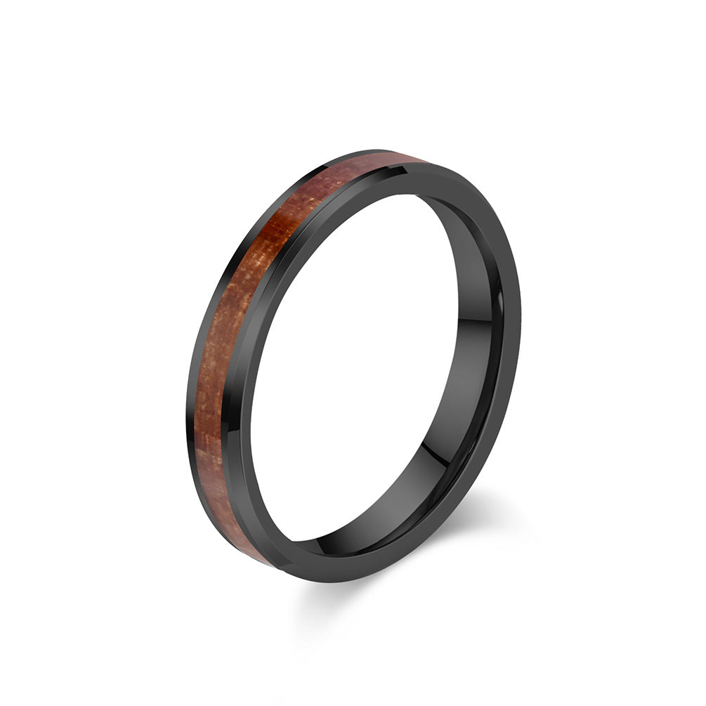 Premium Tungsten Ring With Parquet Wood Leather Finish For Couples By Planderful