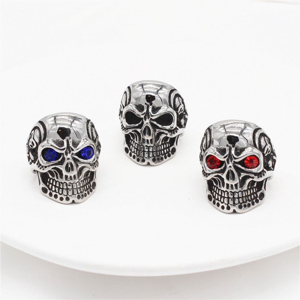 Planderful Skull Ring Titanium Steel Unisex For Men And Women Bold Retro Style With Protective Statement