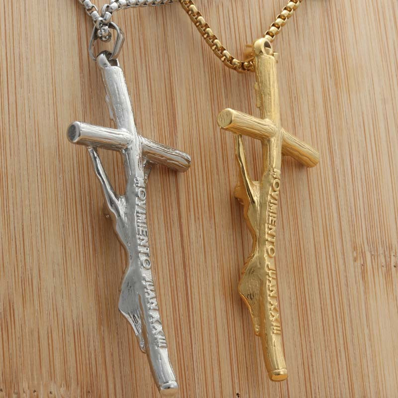 Titanium Steel Cross Pendant Necklace for Men - Punk Style Retro Stainless Steel Accessory by Planderful