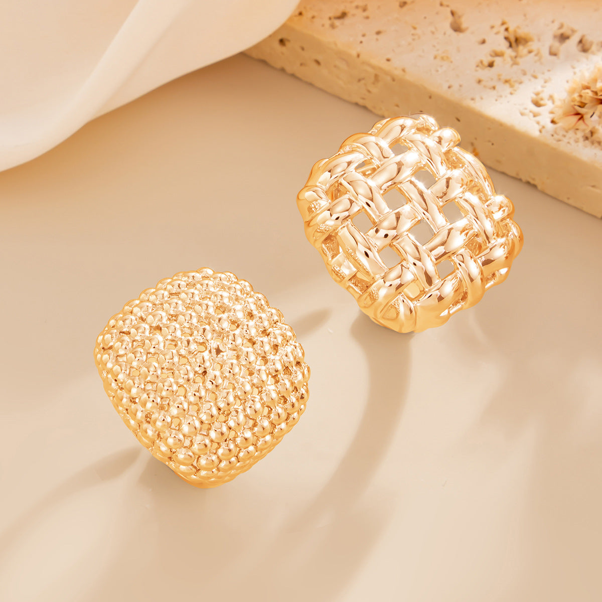 Planderful Statement Ring For Bold Fashion Lovers European Inspired Woven Mesh Alloy Design Vienna Verve
