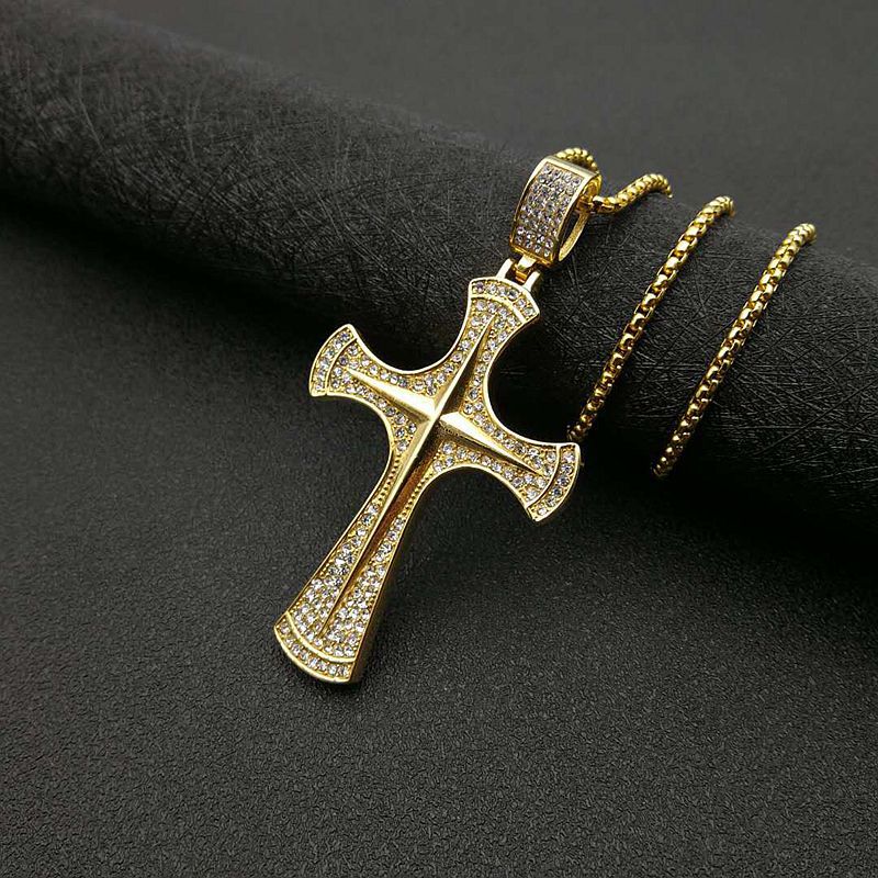 Zircon Necklace – Statement Hip Hop Steel Gold Plated Pendant For Everyday Wear Planderful