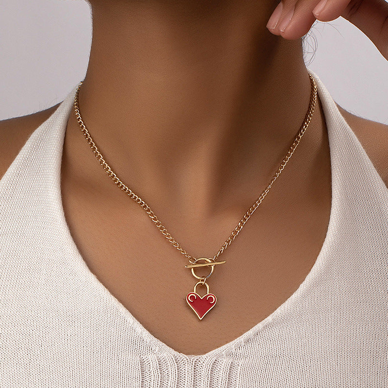 Trendy Glazed Love Pendant Clavicle Chain Necklace - Vienna Verve Collection