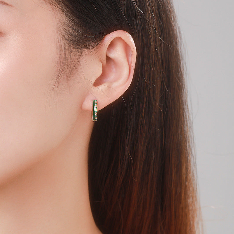 S925 Sterling Silver Drop Glue Colored Zircon Earrings in Japan and South Korea Fashion Style