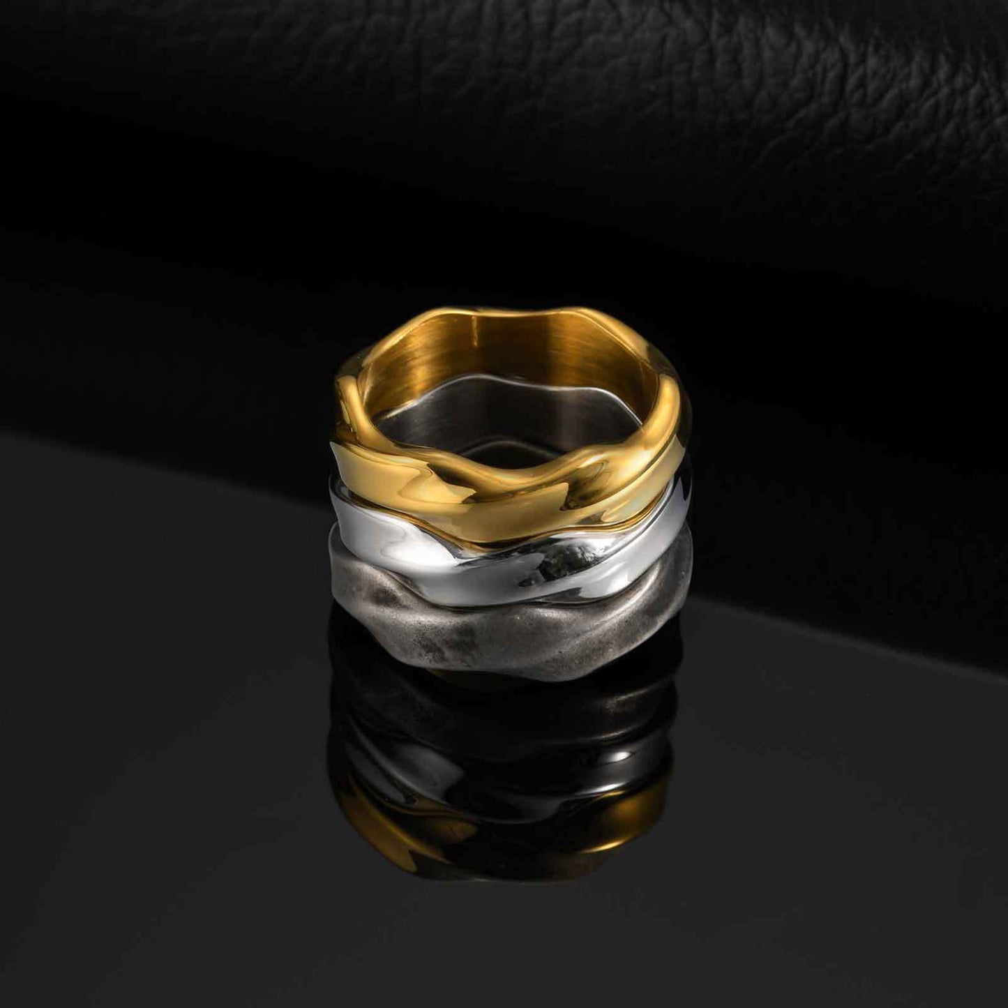 Men's Vintage Grey Stainless Steel Mobius Ring Jewelry