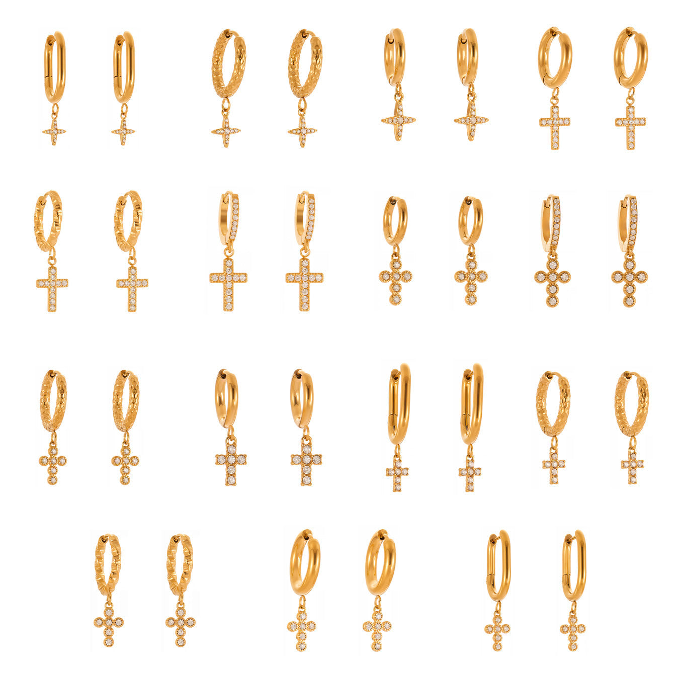 Planderful Zircon Cross Earrings Gold Plated Everyday Genie