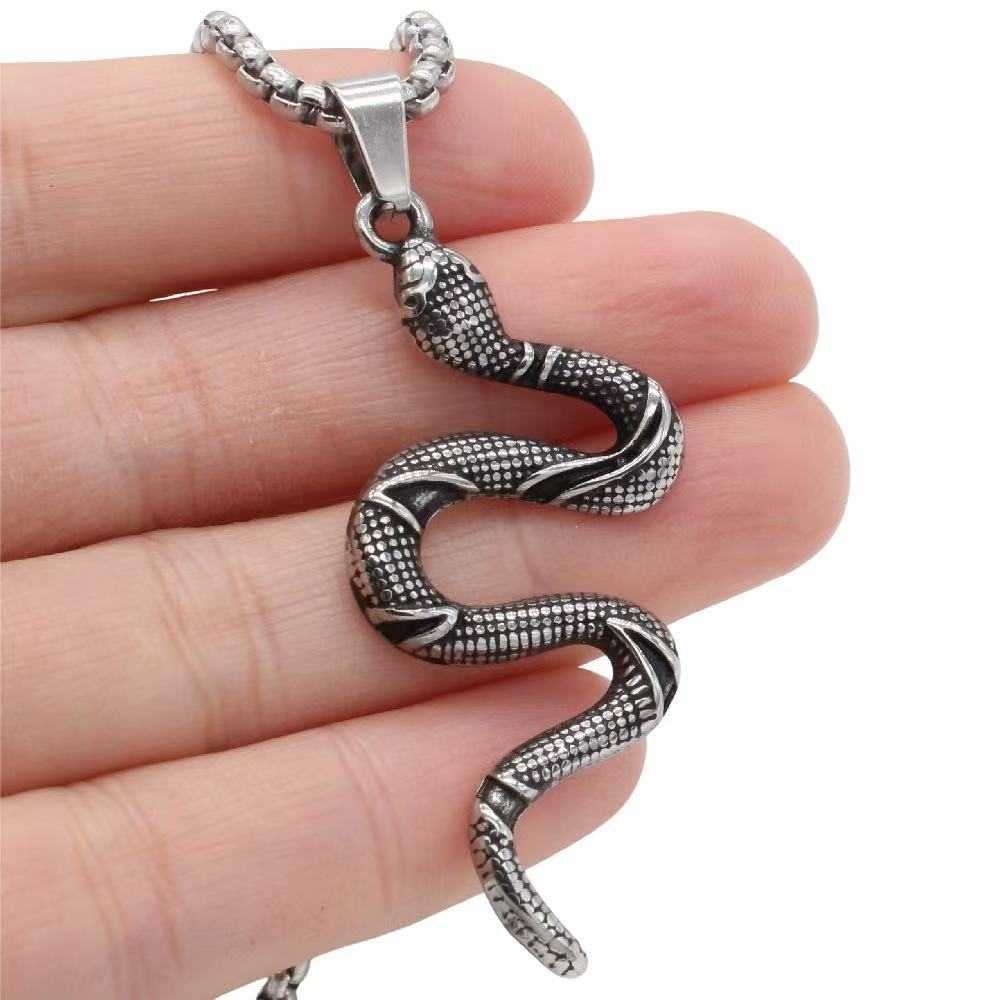 Personalized Retro Snake Pendant Titanium Steel Unisex Necklace By Planderful Gift For Jewelry Lovers