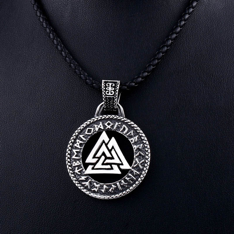 Retro Viking-Inspired Titanium Steel Pendant for Men - Stacked Triangular Design