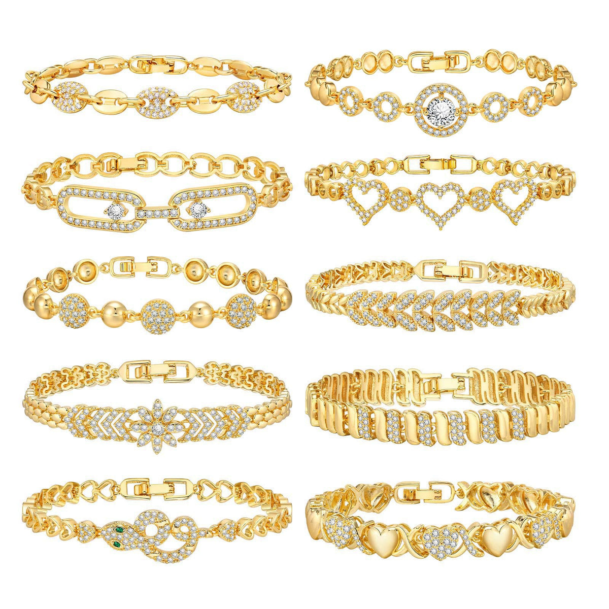 Heart Flower Zircon Stainless Steel Bracelet for Women
