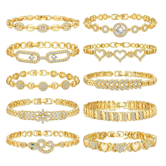 Heart Flower Zircon Stainless Steel Bracelet for Women