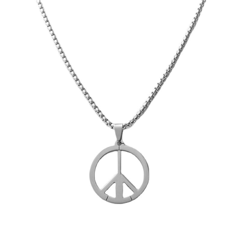 Personalized Retro Hollow Round Pendant Necklace in Titanium Steel for Men and Women