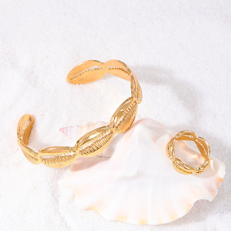 Personalized Marine Elements Bracelet and Ring Set for Women