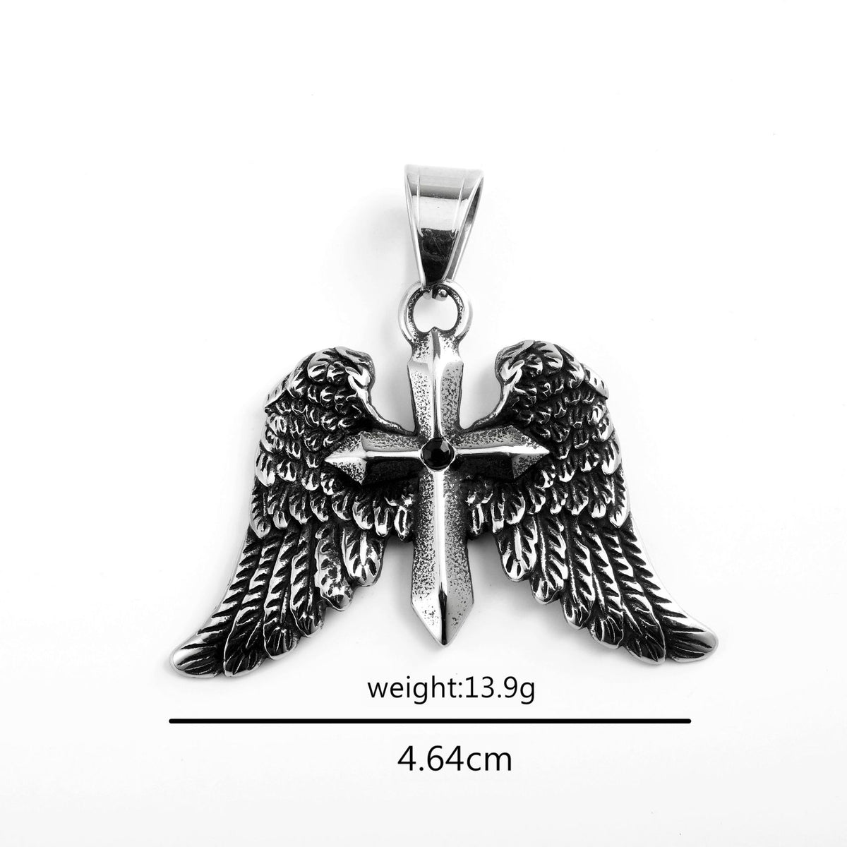 Vintage Cross Wing Stainless Steel Pendant Necklace