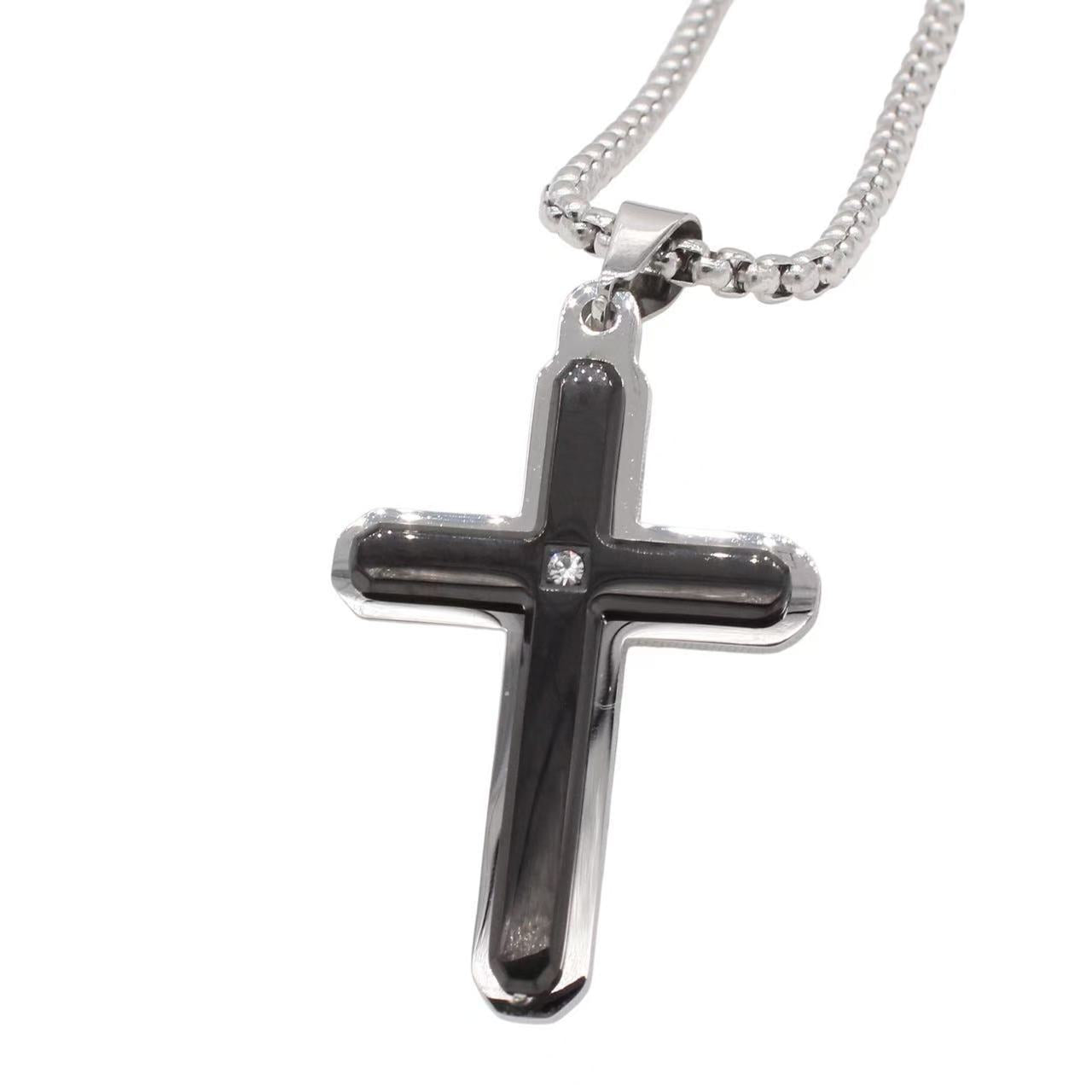 Planderful Jewelry Minimalist Cross Pendant in Steel for Men with Modern Everyday Elegance