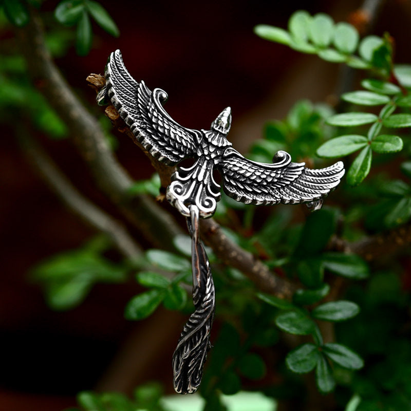 Titanium Steel Retro Personalized Animal Pendant for Men - Wholesale Cross-Border Stainless Steel Phoenix Jewelry by Planderful
