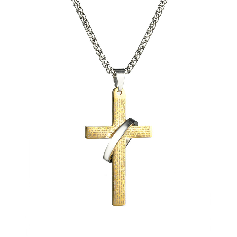 Planderful Cross Necklace For Men Titanium Steel Pendant Personalizable Street Hip Hop Style