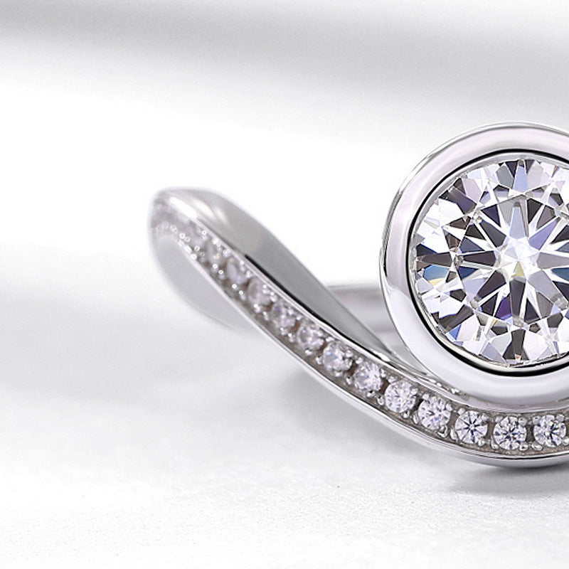 Planderful Wave Moissanite Sterling Silver Ring – 6.5 × 6.5 mm, 1 ct
