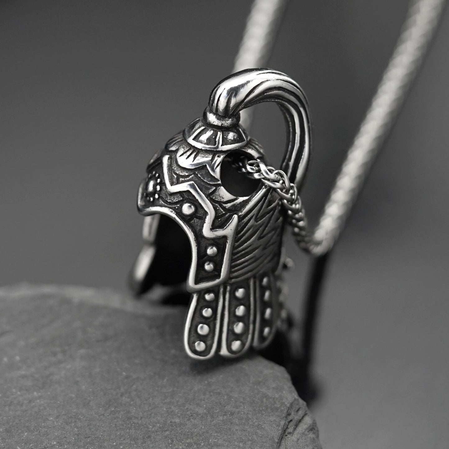 Steel Necklace - Vintage Soldier Helmet Pendant