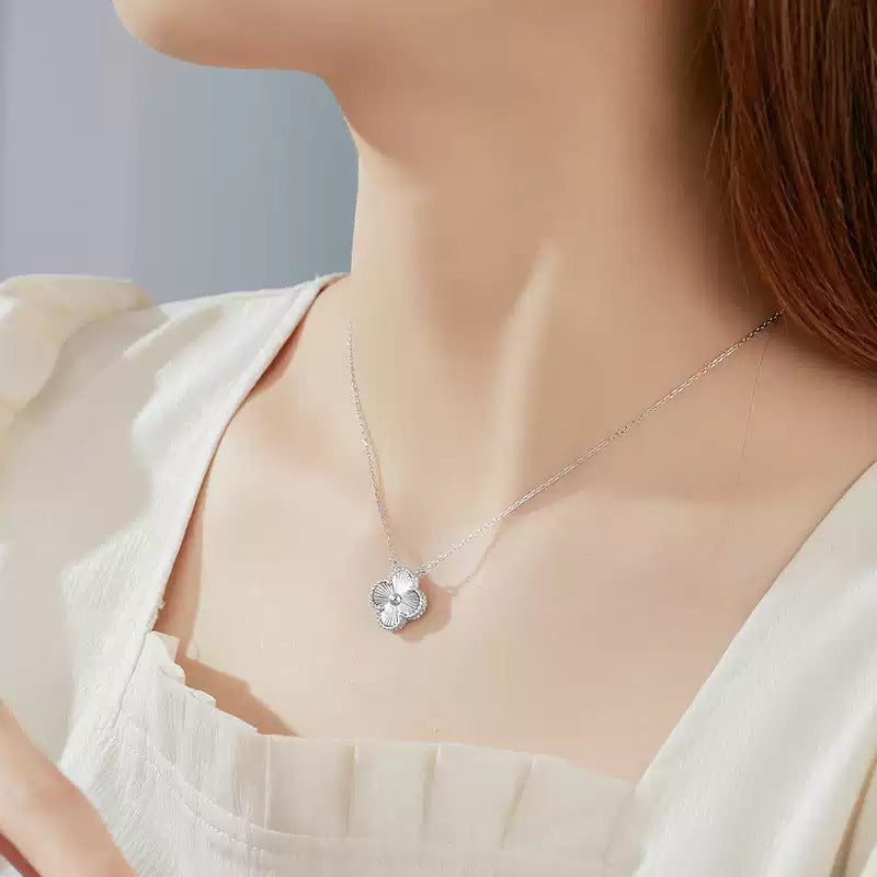 S925 Sterling Silver Four-Leaf Clover Necklace