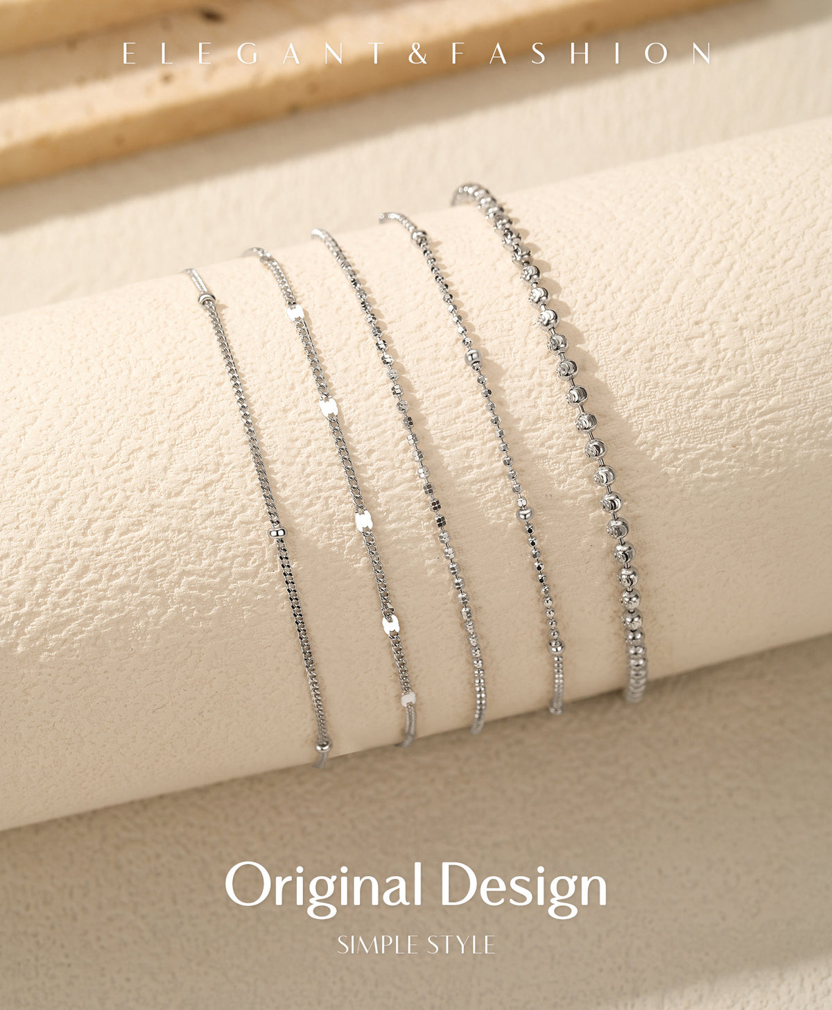 925 Sterling Silver Fine Plain Chain Bracelet
