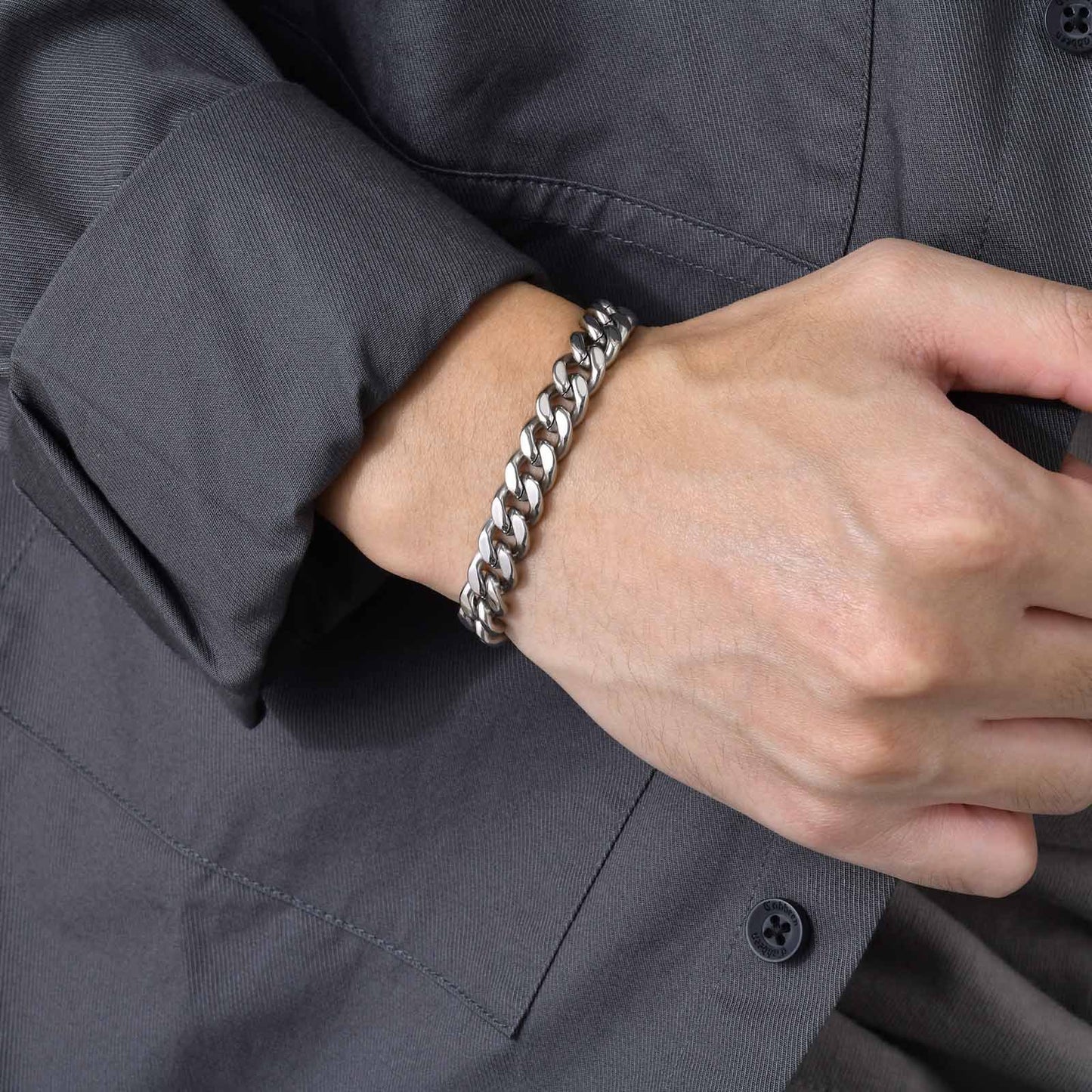 Cross-Border Punk Ring Hip-Hop Chain Stainless Steel Bracelet for Men