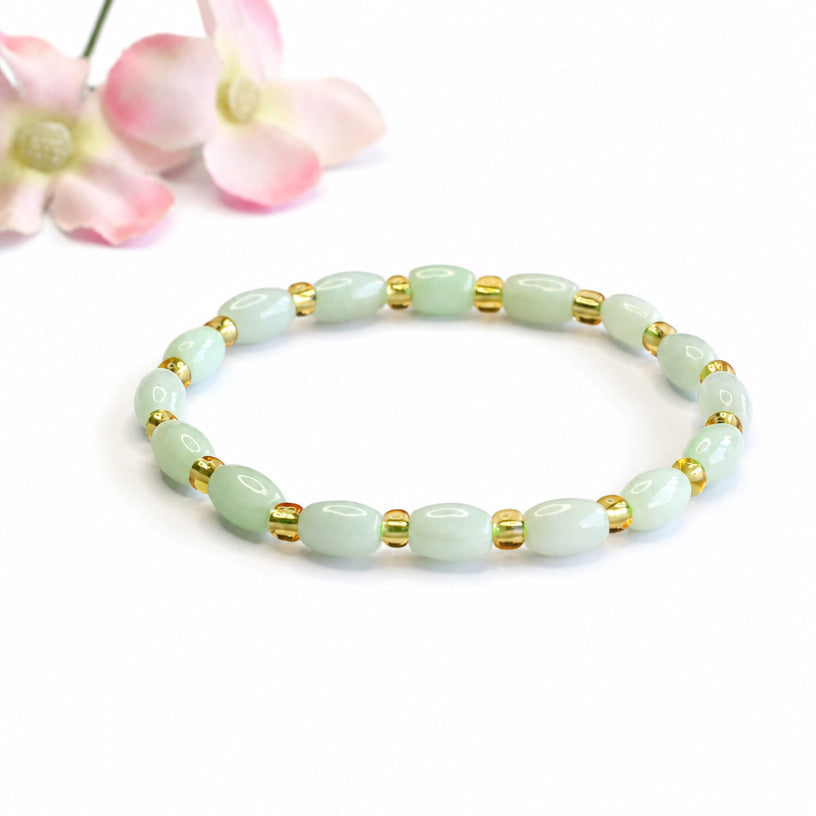 Jadeite Rice Bead Beaded Bracelet
