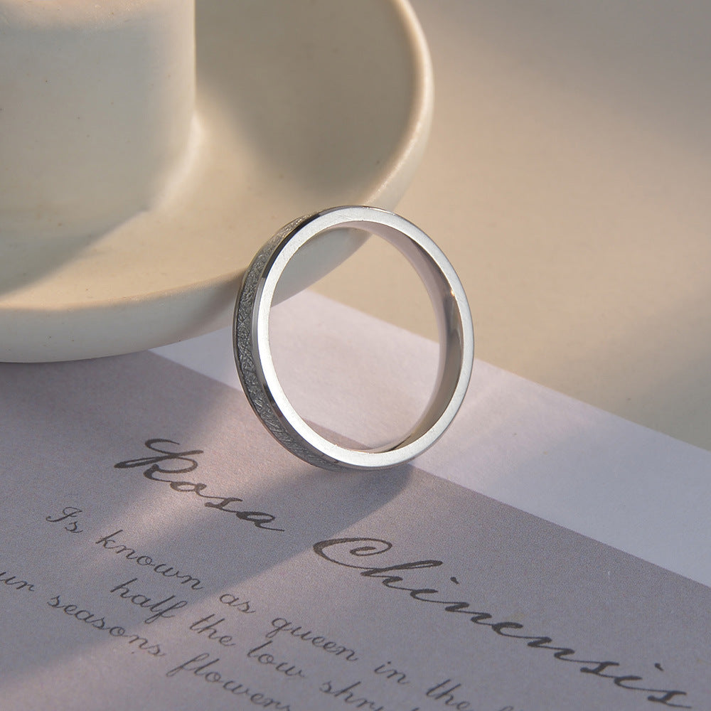 European and American Titanium Steel Ice Silk Couple Ring Set by Planderful - Size 5-12