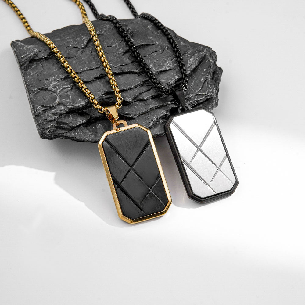 Planderful Military Pendant Necklace Titanium Steel Octagonal Cut For Men Durable European American Design