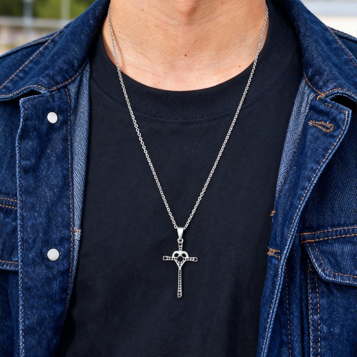Cross Heart Stainless Steel Pendant