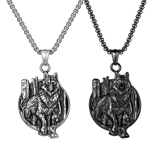 Amazon Vintage Nordic Celtic Wolf Stainless Steel Necklace for Men