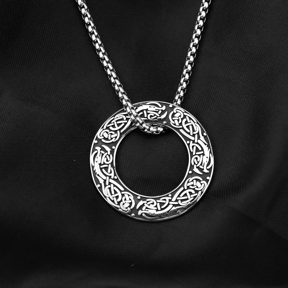Planderful Norse Legacy Titanium Steel Viking Wolf Pendant Necklace For Men Retro Totem Light Luxury