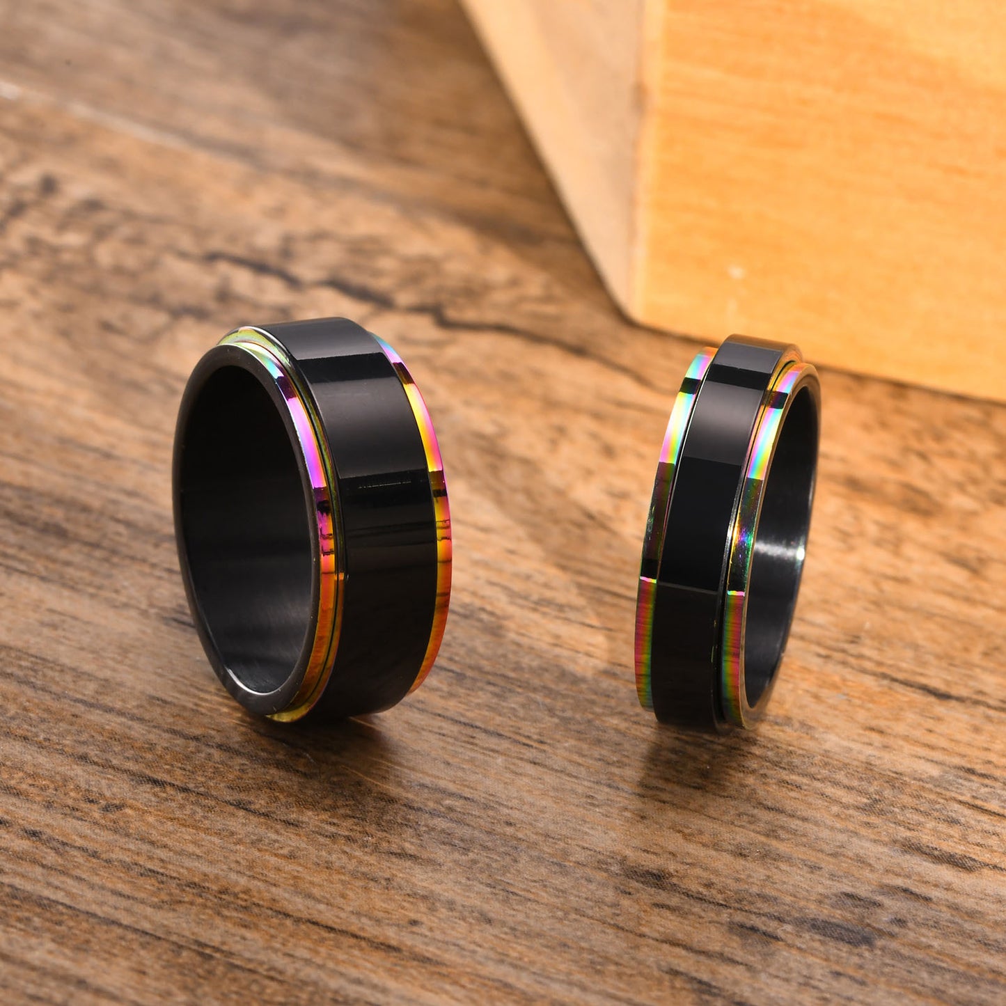 Foreign Trade Jewelry Stainless Steel Black Rotatable Ring