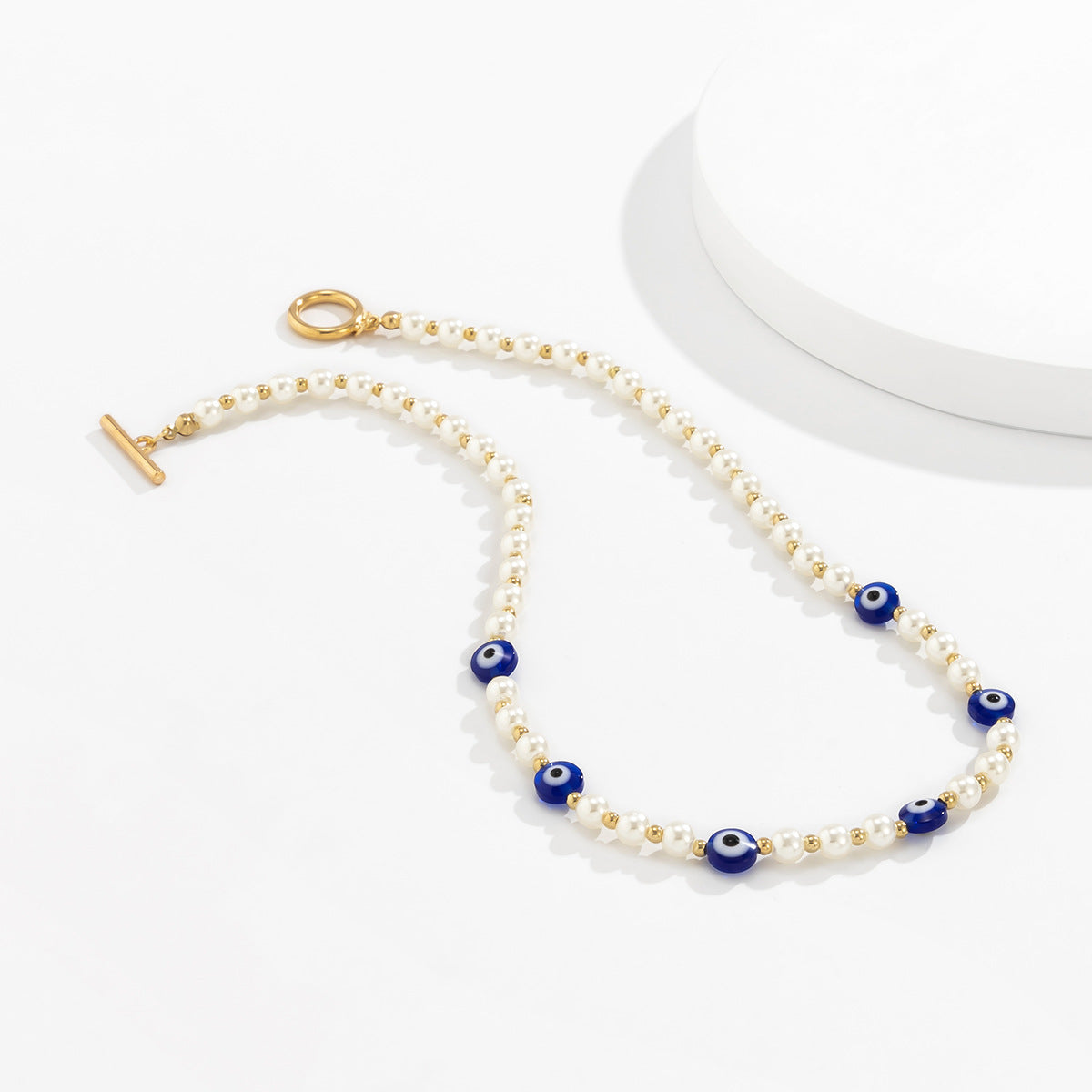 Planderful Vienna Verve Necklace For Women Punk Acrylic Eyes Imitation Pearl Geometric Single Layer Statement