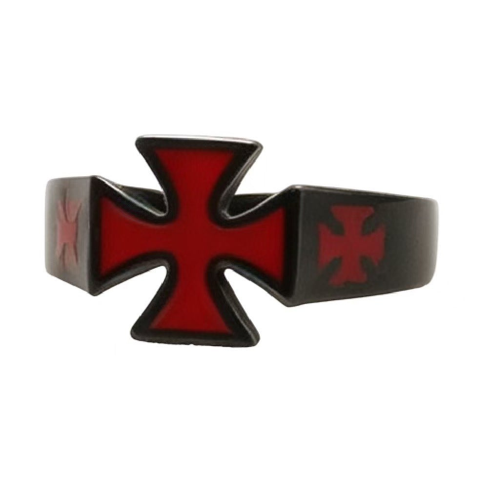 Court-Style Cross Titanium Steel Ring