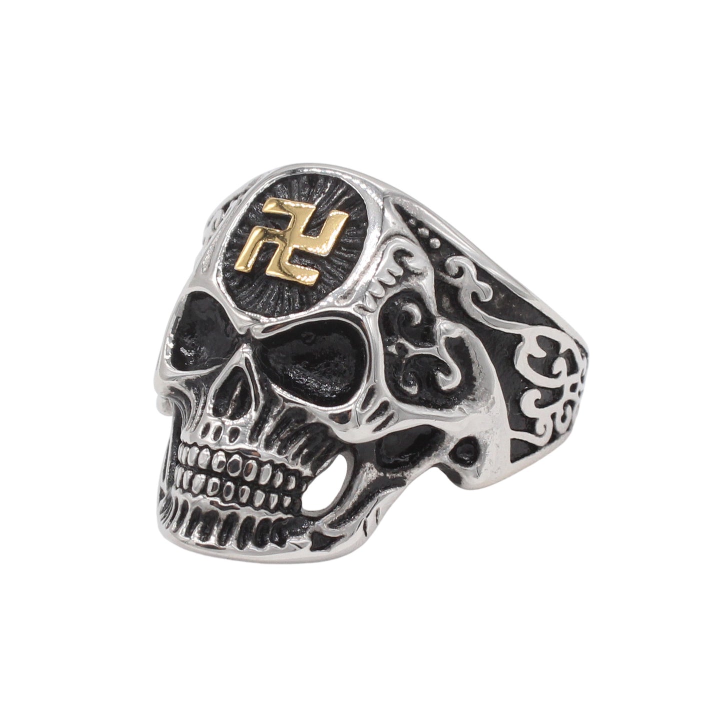 Planderful Jewelry Skull Ring For Men Titanium Steel Vintage European American Style With Bold Detailing