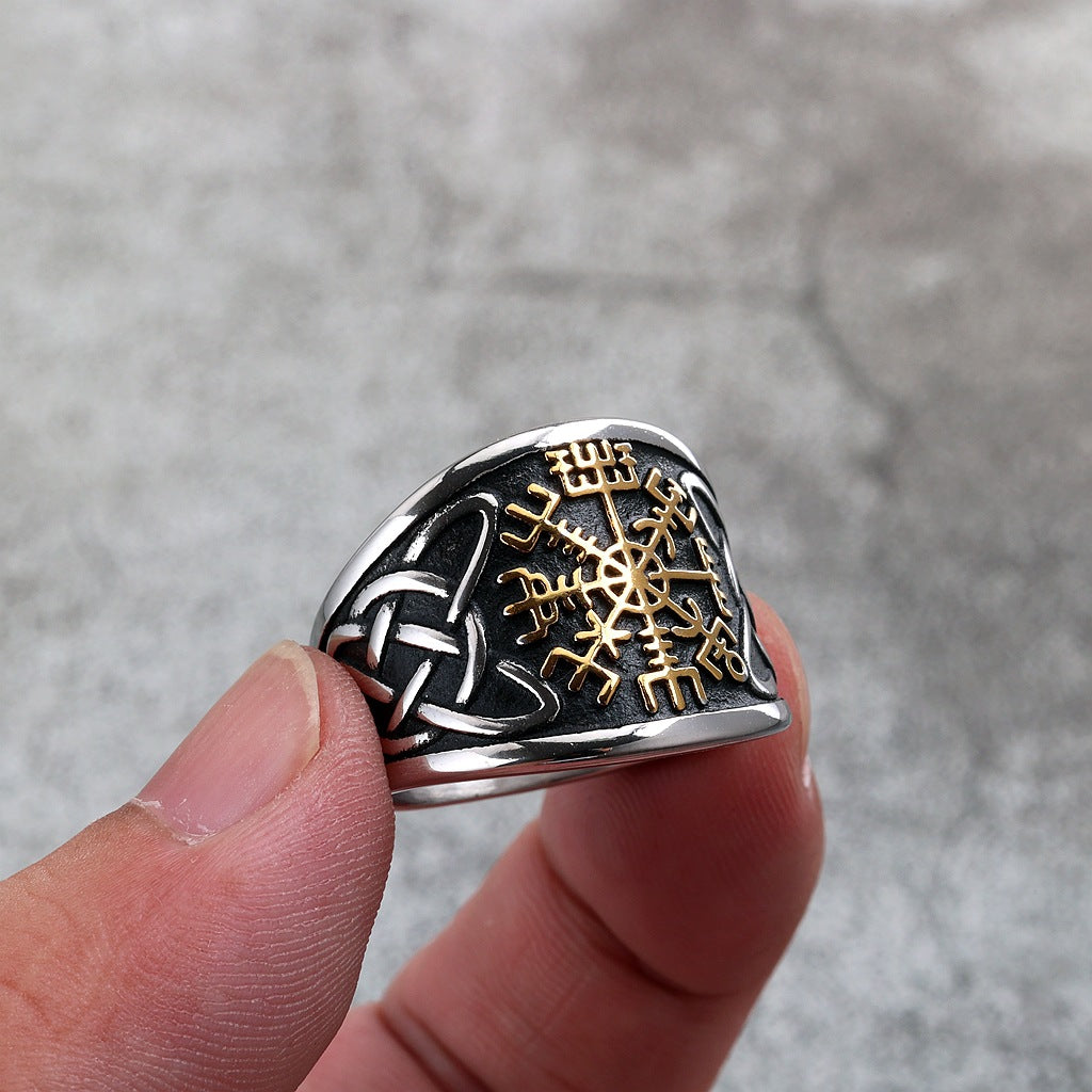 Vintage Viking Compass Stainless Steel Men's Ring