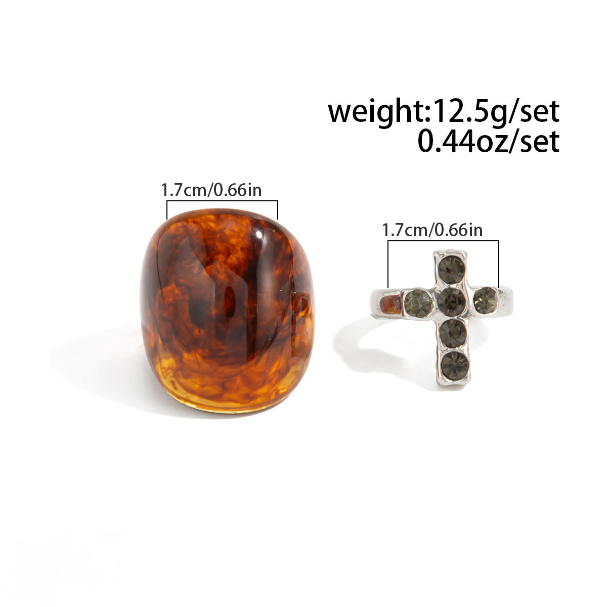 Planderful Vienna Verve Punk Zircon Cross Open Ring Set For European And American Fashion Lovers