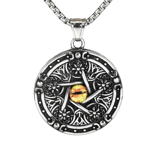 Retro Stainless Steel Men's Pendant Double Sided Skull Necklace