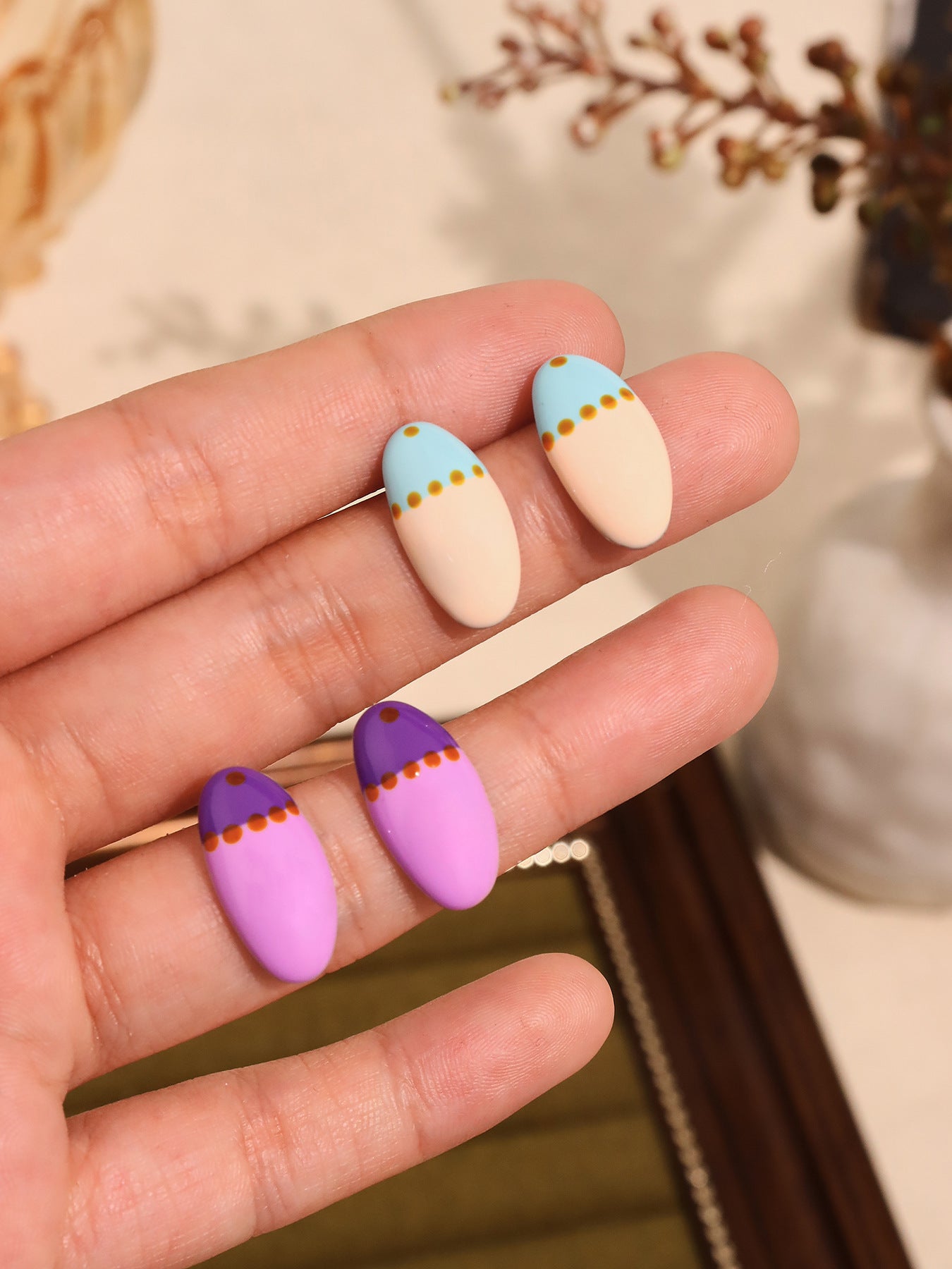 Planderful Dopamine Stud Earrings Oil Painting For Teens