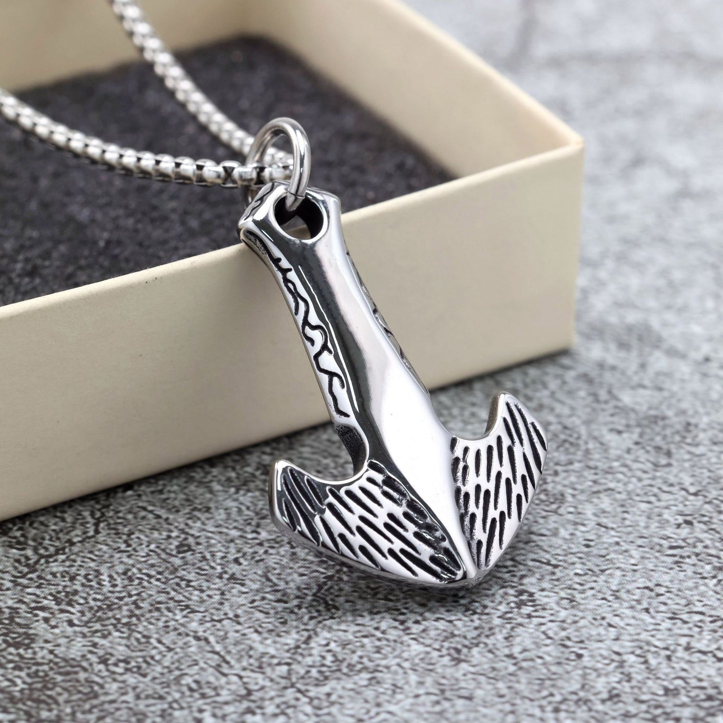 Anchor Pendant Stainless Steel Unisex Necklace Retro European American Style Planderful Norse Legacy