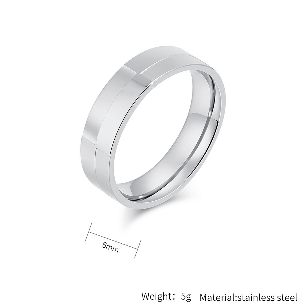 Planderful Titanium Steel Ring For Couples Smooth Matte Geometry Neutral Everyday Genie Style