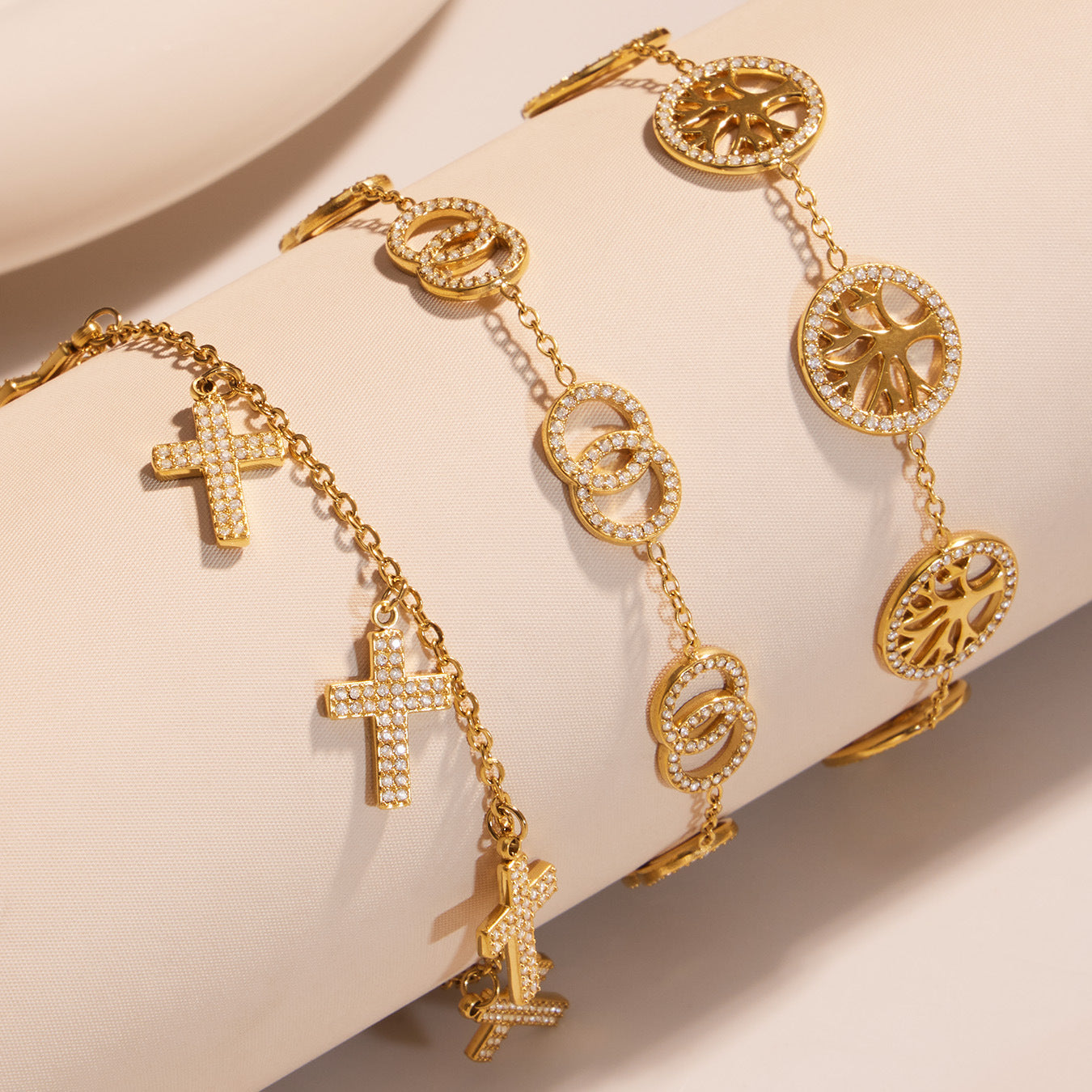 Planderful Zircon Stainless Steel Cross Bracelet For Women