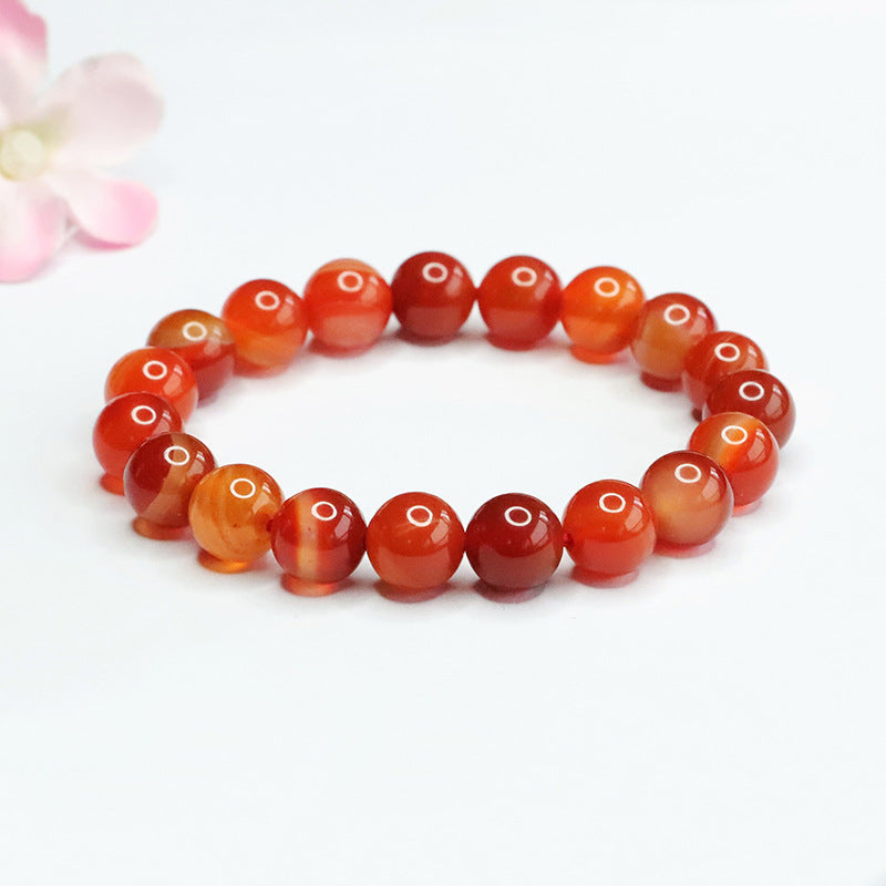 Silk-Wrapped Natural Red Agate Bracelet for Fortune's Favor
