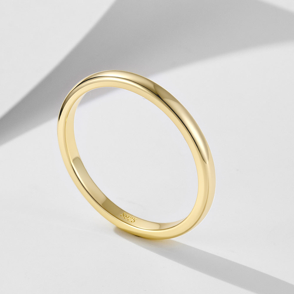 S925 Sterling Silver Plain Ring Gold-Plated Ring Classic Aperture Ring High Quality