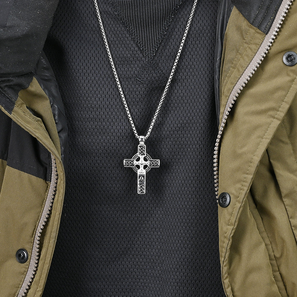 Steel Necklace – Vintage Men's Cross Pendant