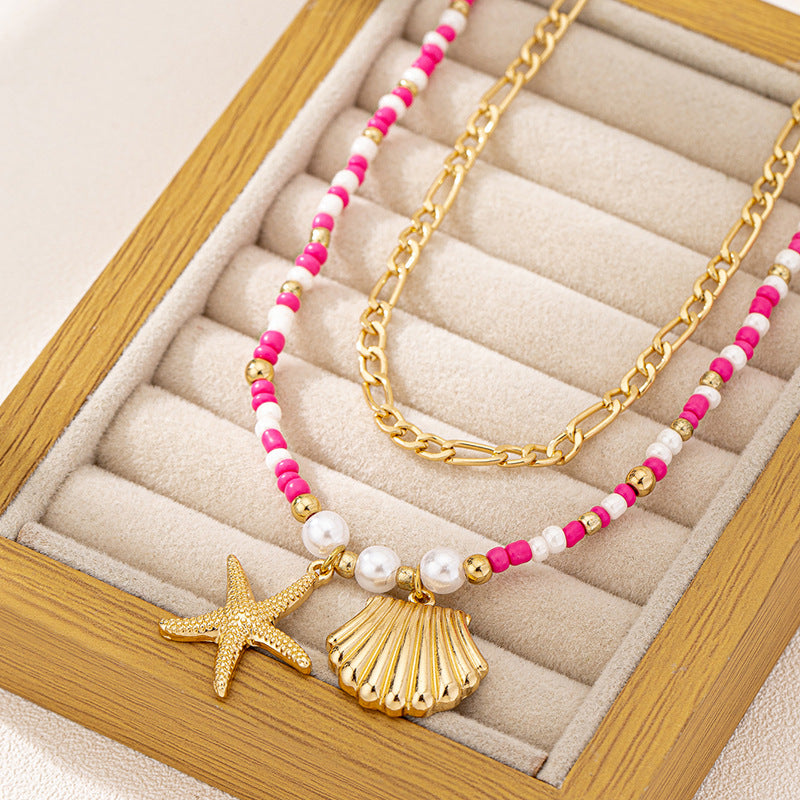 Bohemian Starfish Shell Necklace Set for Women by Planderful