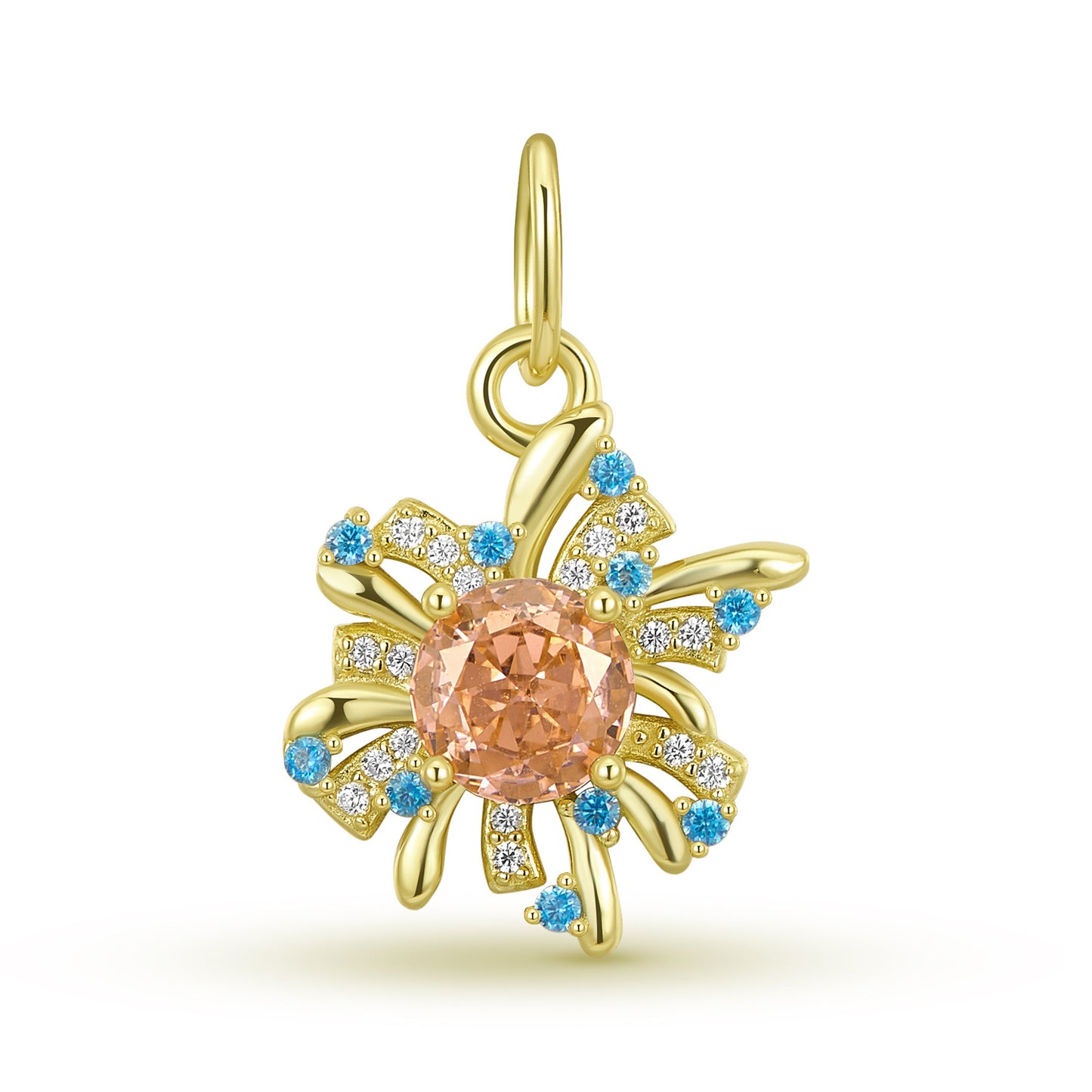 Planderful Fashion Bright Fireworks Necklace 925 Sterling Silver Electroplated 14k Gold Inlaid Morgan Orange High Carbon Zircon Chain – Elegant Sparkle and Durability